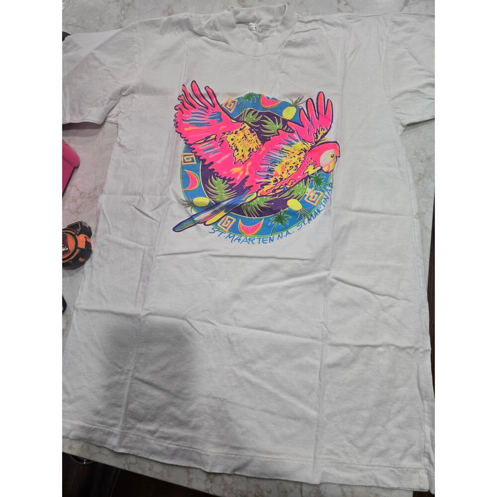 New Old Stock 1980s Adult St Martin AF T Shirt Medium 100% Cotton Souvenir